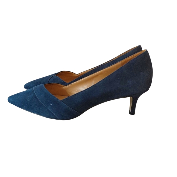 Talbots Erica Classic Blue Suede Heels Pointed Toe Kirren Heel Pumps Size 9 - Picture 6 of 10